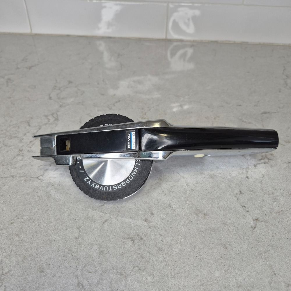 Dymo Label Maker Vintage 1550 Chrome Silver Black